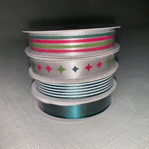 Set Of 4 American Crafts Premium Ribbon Spools With Metallic & Patterned Designs